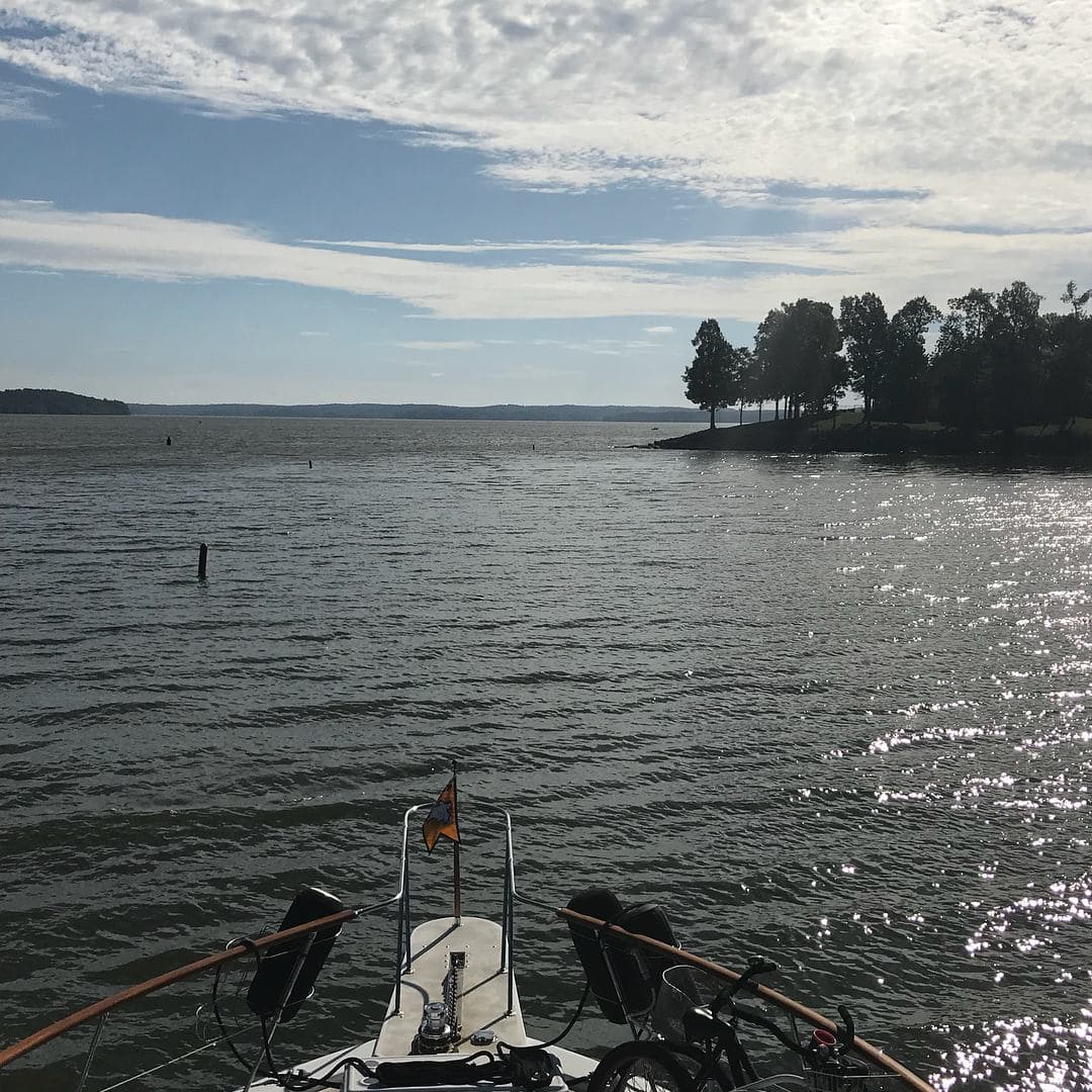 Boat cruising on the river